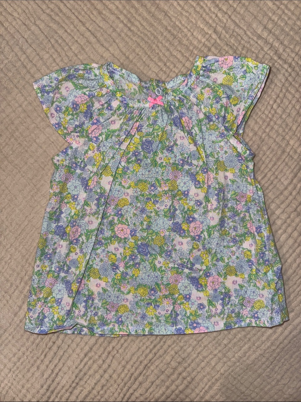 Carter's Pastel Floral Flutter Sleeve Top in Pink, Purple & Green